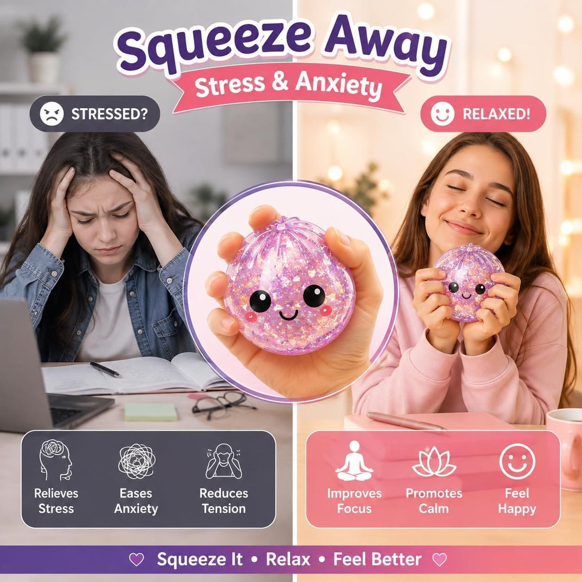 Glitter Dumpling Squishy with Box For Kids 1pcs