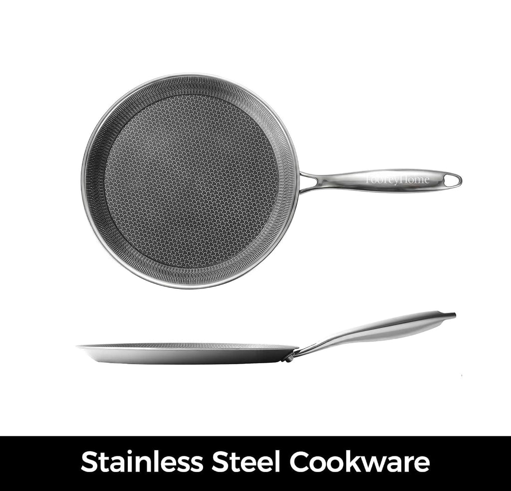 Stainless Steel Nonstick Crepe Pan Honeycomb Laser coating, PFOA-free. Compatible with All Stoves