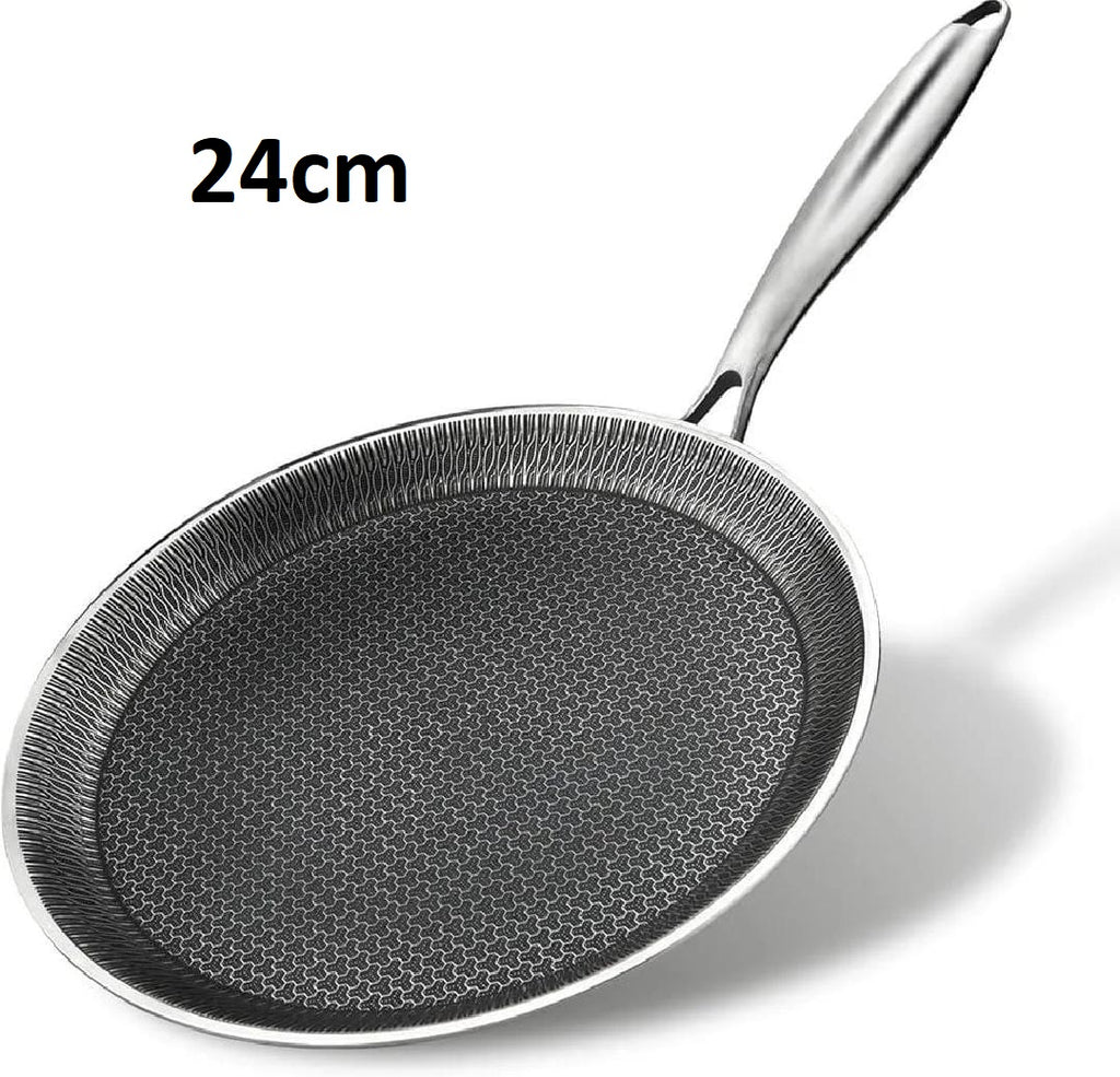 Stainless Steel Nonstick Crepe Pan Honeycomb Laser coating, PFOA-free. Compatible with All Stoves
