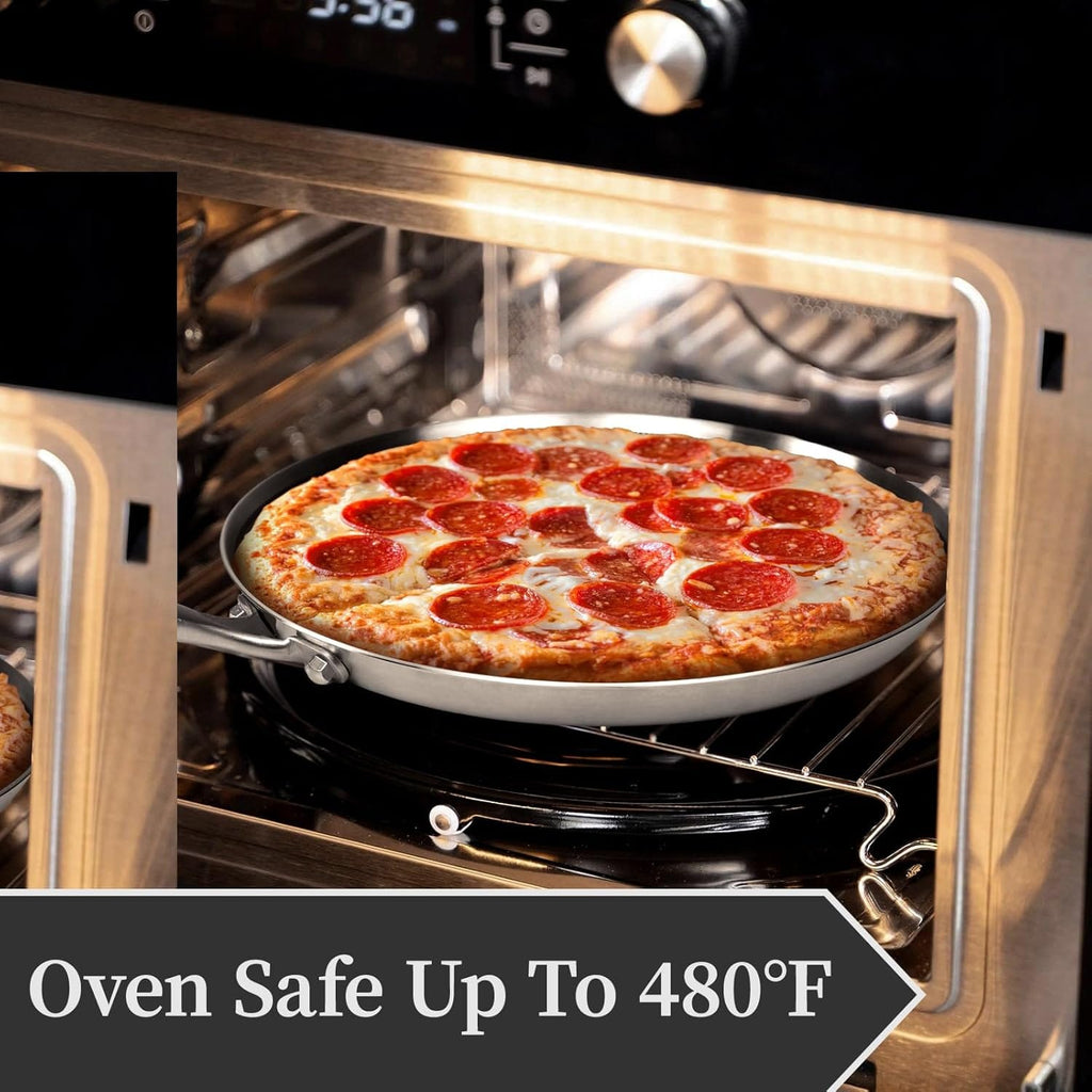 Stainless Steel Nonstick Crepe Pan Honeycomb Laser coating, PFOA-free. Compatible with All Stoves